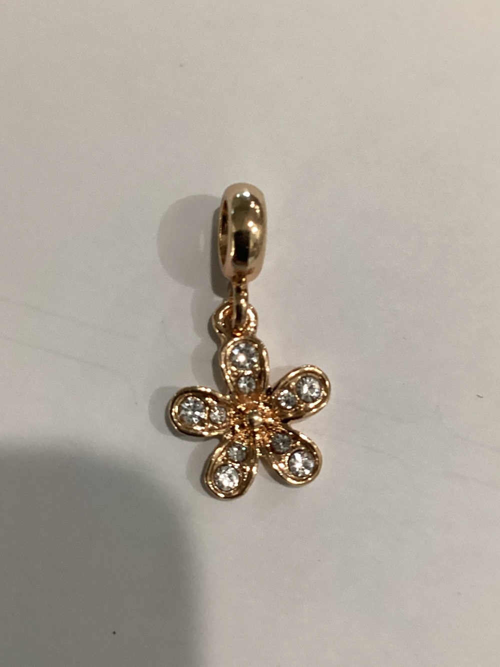 Gold Floral Crystal Dangle Charm Pendant